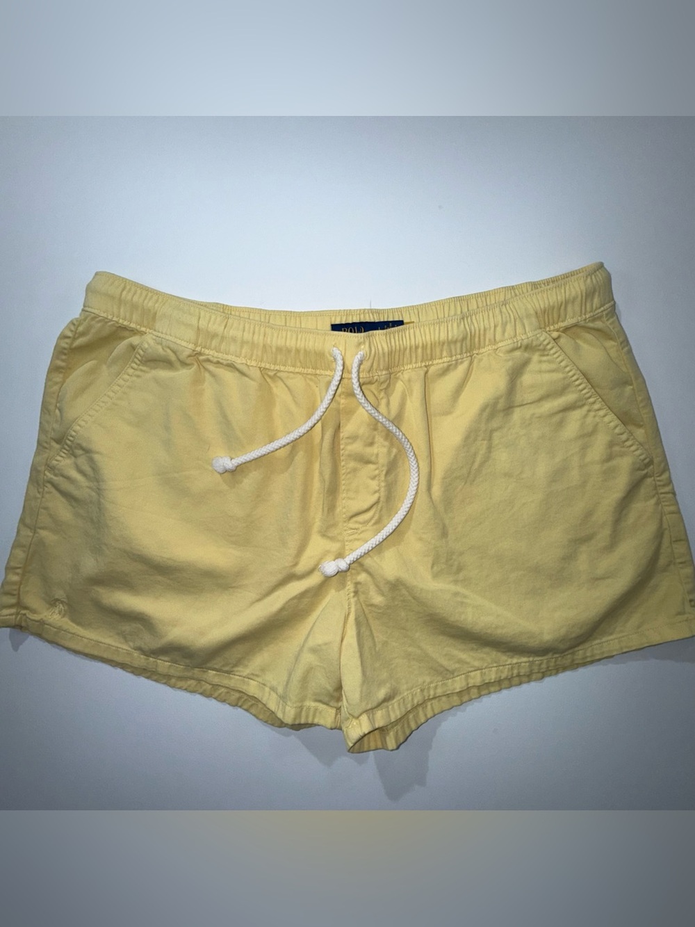 Polo Ralph Lauren Yellow Cotton Drawstring Shorts Size Large Casual Beach Preppy